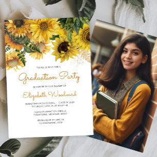 2024 Foto Sonnenblumen Blumen Graduation Party Einladung