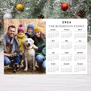 2024 Foto- und Familienname 12 Monate Kalender Poster