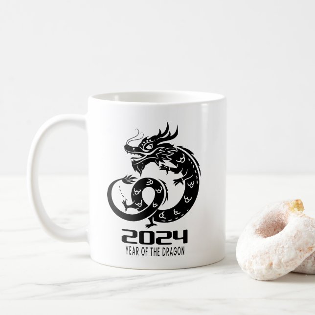 2024 Frohes chinesisches Jahr-Drachenjahr Kaffeetasse (Mit Donut)