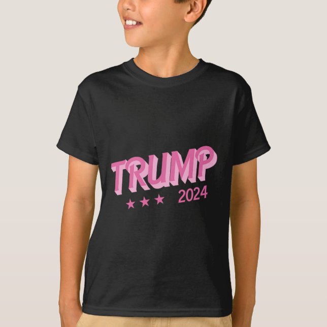 2024 - Funny Donald Trump Pink Bubble Letters T-Shirt (Vorderseite)