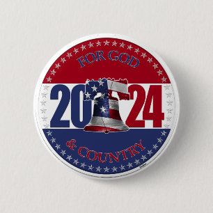 2024 für Gott und Land Freiheit Glocke Button