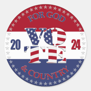 2024 Für Gott und Land USA Flag V O T E! Runder Aufkleber