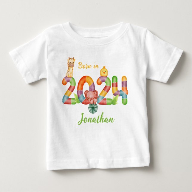2024 geborenes Geschenk für personalisierte Kleink Baby T-shirt (Vorderseite)