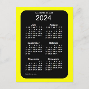 2024 Gelbe Neon 6 Monate Mini-Kalender von Janz Postkarte