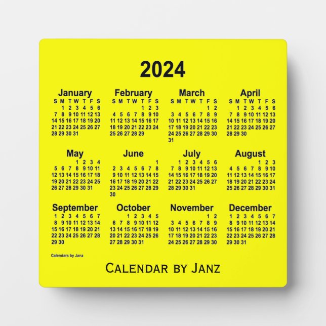 2024 Gelbe Schreibtischkalender von Janz Fotoplatte (Vorderseite)