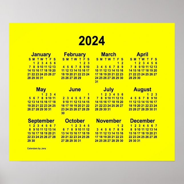 2024 Gelber Kalender von Janz Print Poster (Vorne)
