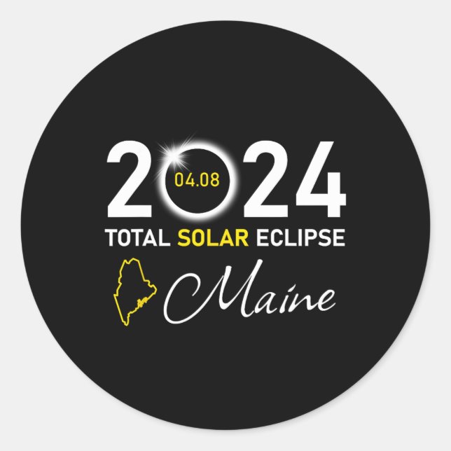 2024 Gesamter Solar-Eclipse-Maine-Staat Runder Aufkleber (Vorderseite)