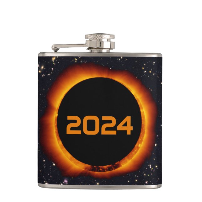 2024 Gesamter Sonnenstuhl Datum Starry Sky Flachmann (Vorderseite)