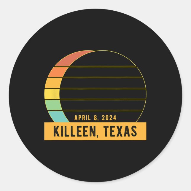 2024 Gesamtsolarausfall in Killeen Texas Runder Aufkleber (Vorderseite)
