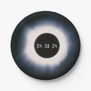 2024 Gesamtsolarauskitzel in Schwarz und Weiß Pappteller