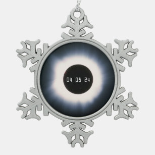 2024 Gesamtsolarauskitzel in Schwarz und Weiß Schneeflocken Zinn-Ornament