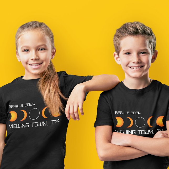 2024 Gesamtsolarausklipse Custom Town and Staat T-Shirt (2024 Total Solar Eclipse Custom Town and State T-Shirt)