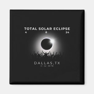 2024 Gesamtsolare Totalität Dallas Texas Wat Magnet