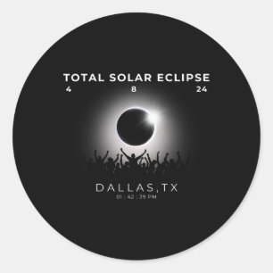 2024 Gesamtsolare Totalität Dallas Texas Wat Runder Aufkleber