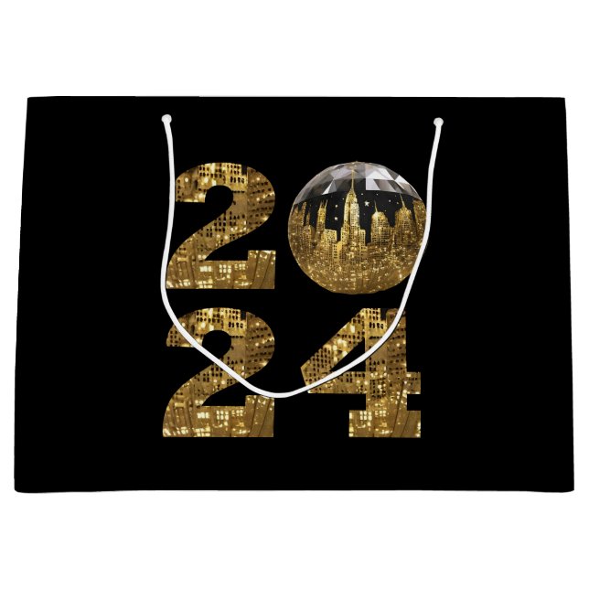 2024 Gold-Gold-Silver-Ball-NYC Große Geschenktüte (Vorderseite)