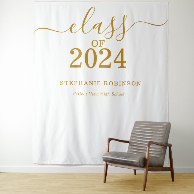 2024-Gold-Script-Abschluss-Hintergrundprop Wandteppich (Beispiel)