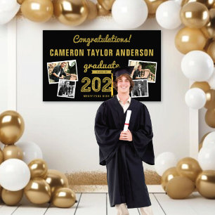 2024 Gold Sketch 4 Foto Glückwunsch Graduation Par Banner