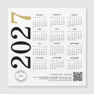 2024 Gold Weißer Kalender Logo QR-Code Geschäft Magnetkarte