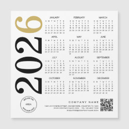 2024 Gold White Calendar Logo QR Code Business Magnetkarte