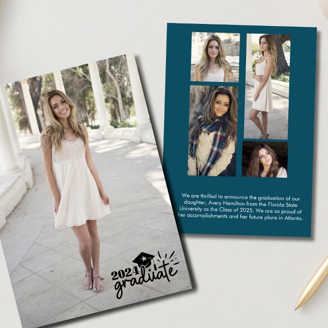 2024 Graduate Announcement Card 5 Fotos Einladung (Von Creator hochgeladen)
