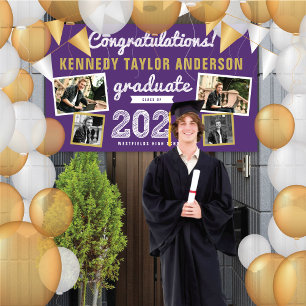 2024 Graduate Bold Sketch 4 Foto Graduation Party Banner