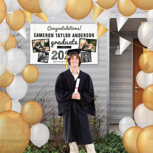2024 Graduate Bold Sketch 4 Foto Graduation Party Banner