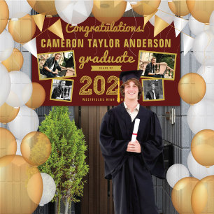2024 Graduate Bold Sketch 4 Foto Graduation Party Banner