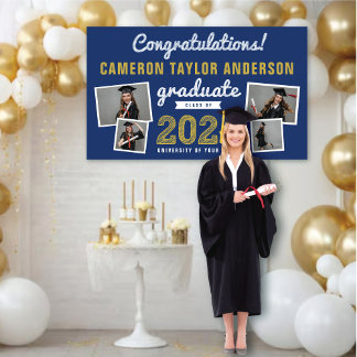 2024 Graduate Bold Sketch 4 Foto Graduation Party Banner