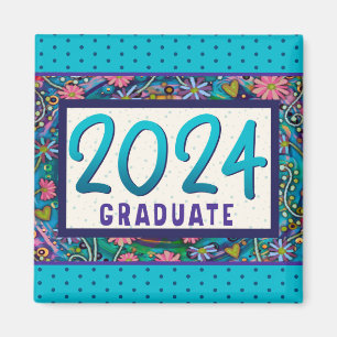 2024 Graduate Fun Floral Moderner Trendy Magnet