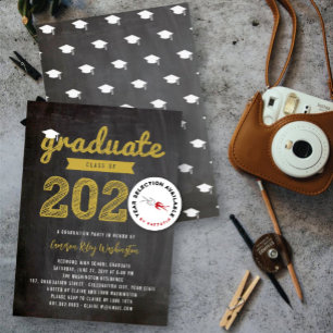 2024 Graduate Sketch Retro Chalkboard Grad Party Einladung