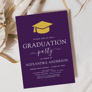 2024 Graduation Party Lila Gold Modernes Elegant Einladung
