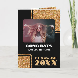 2024 Gratuliere Absolvent Gold Glitter 2 Fotos Karte