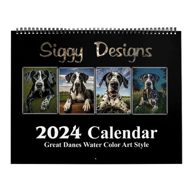 2024 Great Dane Water Color (anpassbar) Kalender (Titelbild)
