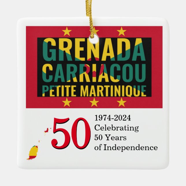 2024 GRENADA 50 Jahre Unabhängigkeit Keramikornament (Vorderseite)