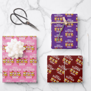2024 Große Schwester Tiger Liebesherzen Geschenkpapier Set