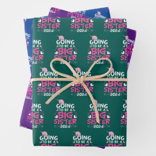 2024 Große Schwester Unicorn Herz Geschenkpapier Set