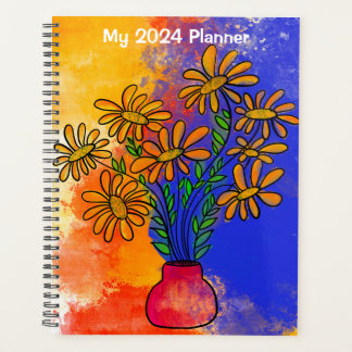 2024 Hard Cover Floral Spiral Planner Planer