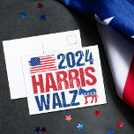2024 Harris Walz-Demokrat, Donkey-Wahl Postkarte<br><div class="desc">2024 Harris Walz Postkarten mit der amerikanischen Flagge und dem demokratischen Esel in rot,  weiß und blau. Stimmen Sie für Kamala Harris und Tim Walz für den Präsidenten und Vizepräsidenten als Kandidaten für das demokratische Party. Cooles,  patriotisches Design.</div>