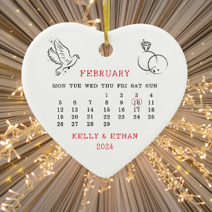 2024 Hochzeitdatum Herzkalender Verheiratet Keramik Ornament