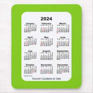 2024 Holiday Yellow Green Calendar von Janz Mousepad