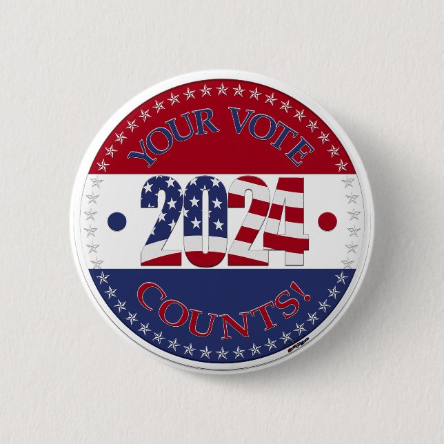 2024 Ihr Votum zählt Flag USA Button (Vorderseite)