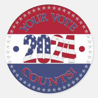 2024 Ihr Votum zählt Flag USA Runder Aufkleber