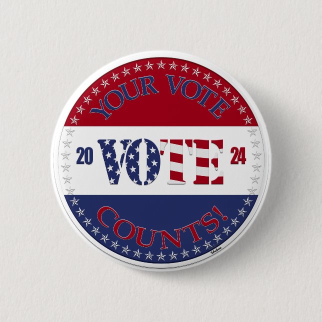 2024 Ihr Votum zählt USA Flag STIMME Button (Vorderseite)