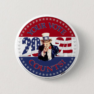 2024 Ihre Stimme zählt Uncle Sam USA Flag Button