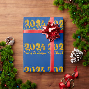 2024 JAHR DER DRAGONGOLD GESCHENKPAPIER
