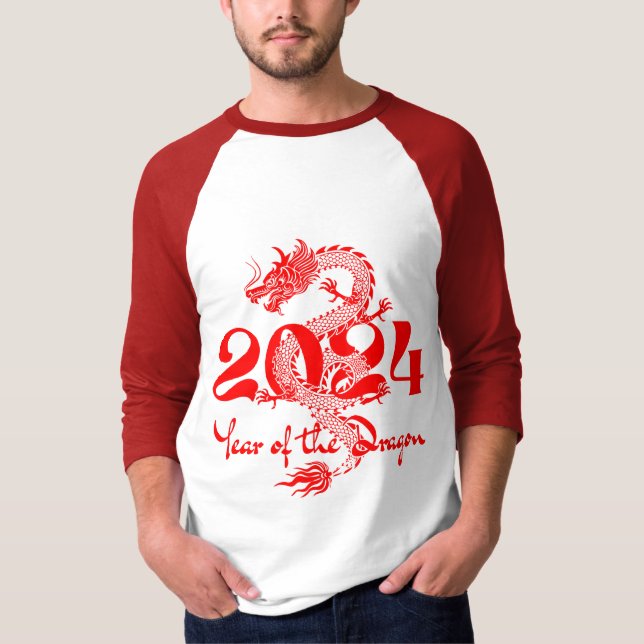2024 Jahr des chinesischen Drachen-Neujahrs T-Shirt (Vorderseite)