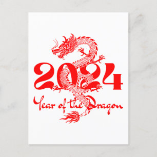 2024 Jahr des Drachen Chinesisches Neujahr Postkarte