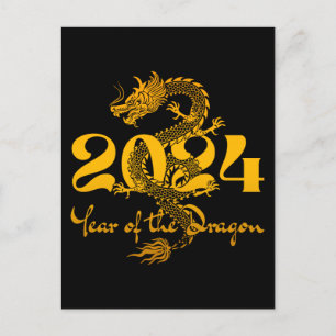 2024 Jahr des Drachen Chinesisches Neujahr Postkarte