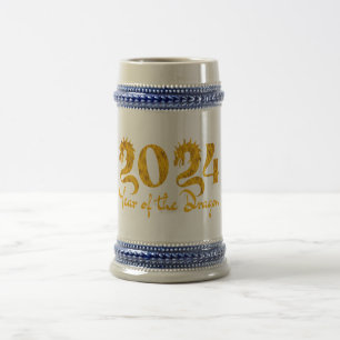 2024 JAHR DES DRACHEN GOLD BIERGLAS