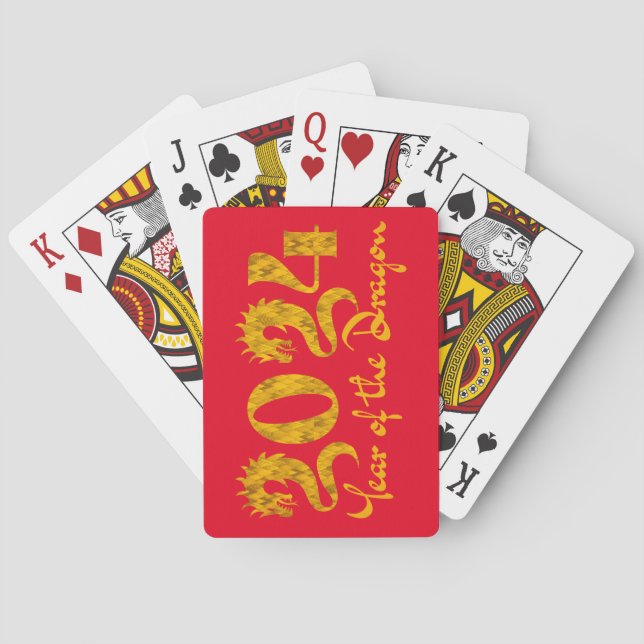 2024 JAHR DES DRACHEN GOLD SPIELKARTEN (Rückseite)